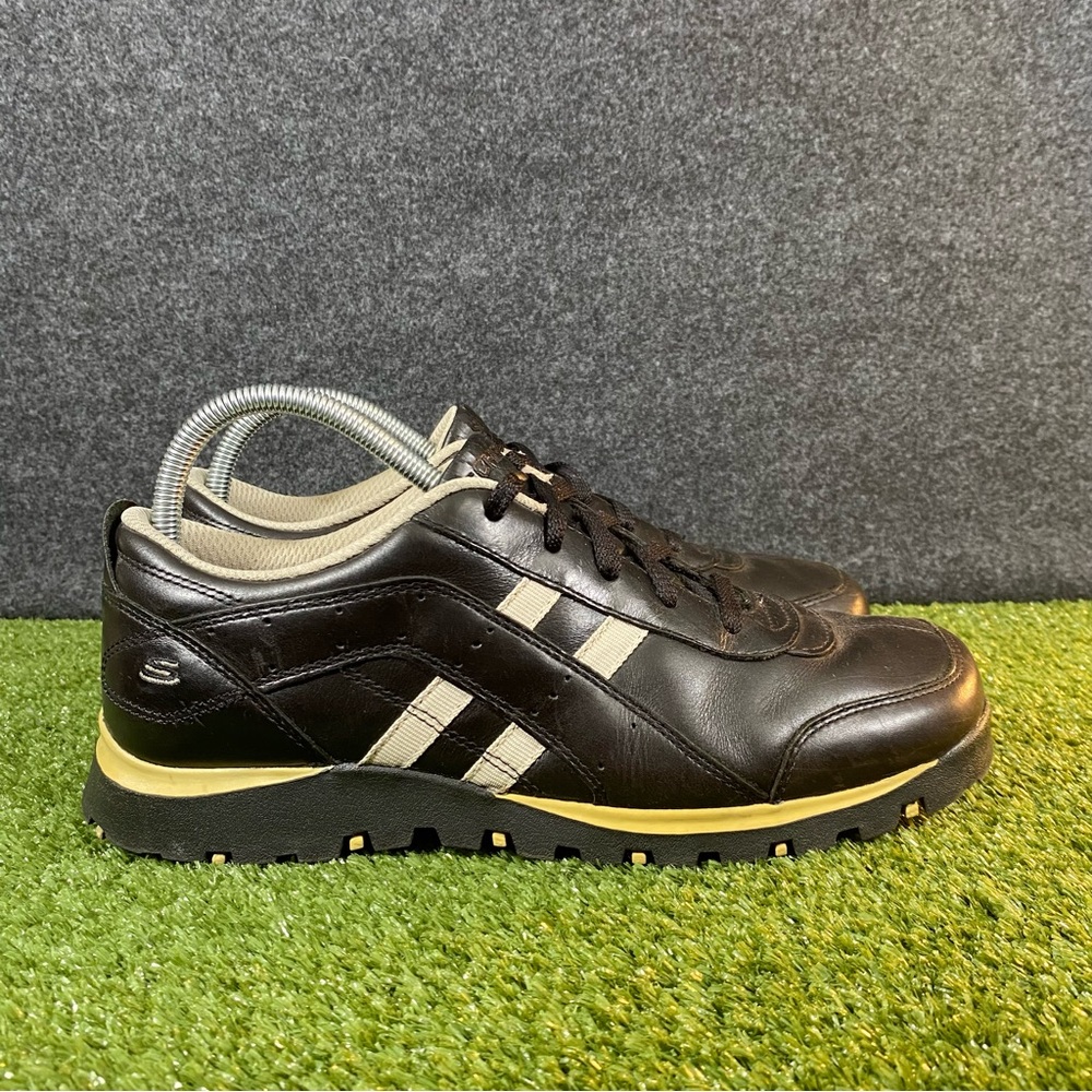 VTG Skechers Grand Jam Sneakers Womens Size 10 Black Leather Casual Lace Up Y2k